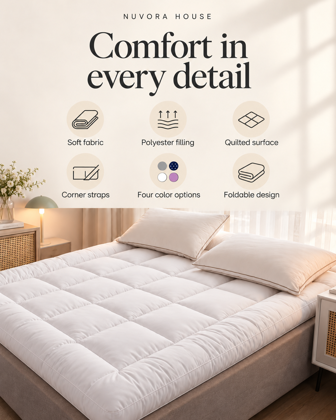 Nuvora House Quilted Mattress Topper