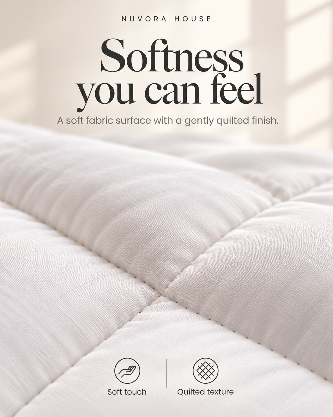 White Layer Triangles Nuvora House Quilted Mattress Topper