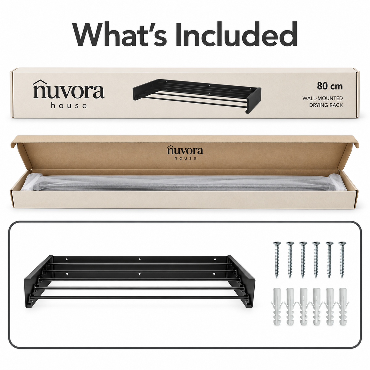 Nuvora House™ Foldable Wall-Mounted Drying Rack — 80 cm