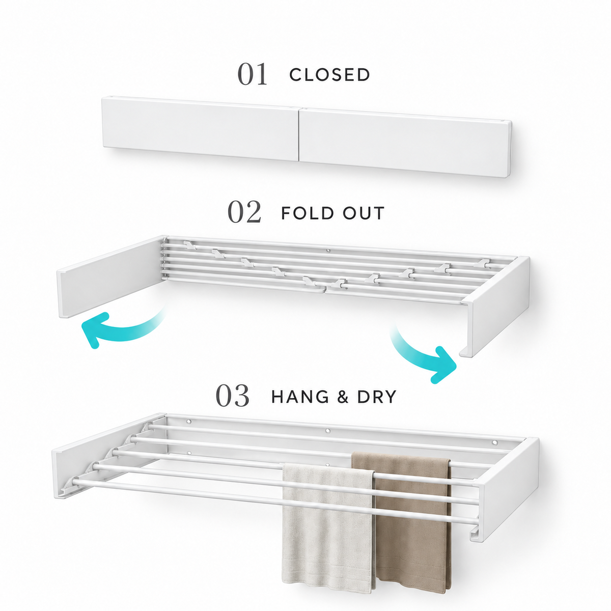 Nuvora House™ Foldable Wall-Mounted Drying Rack — 80 cm