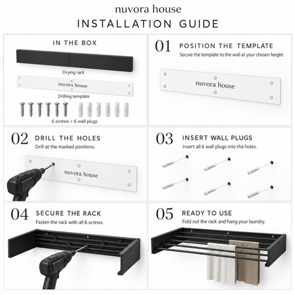 Nuvora House™ Foldable Wall-Mounted Drying Rack — 80 cm
