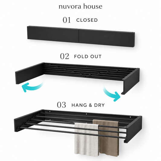 Nuvora House™ Foldable Wall-Mounted Drying Rack — 80 cm