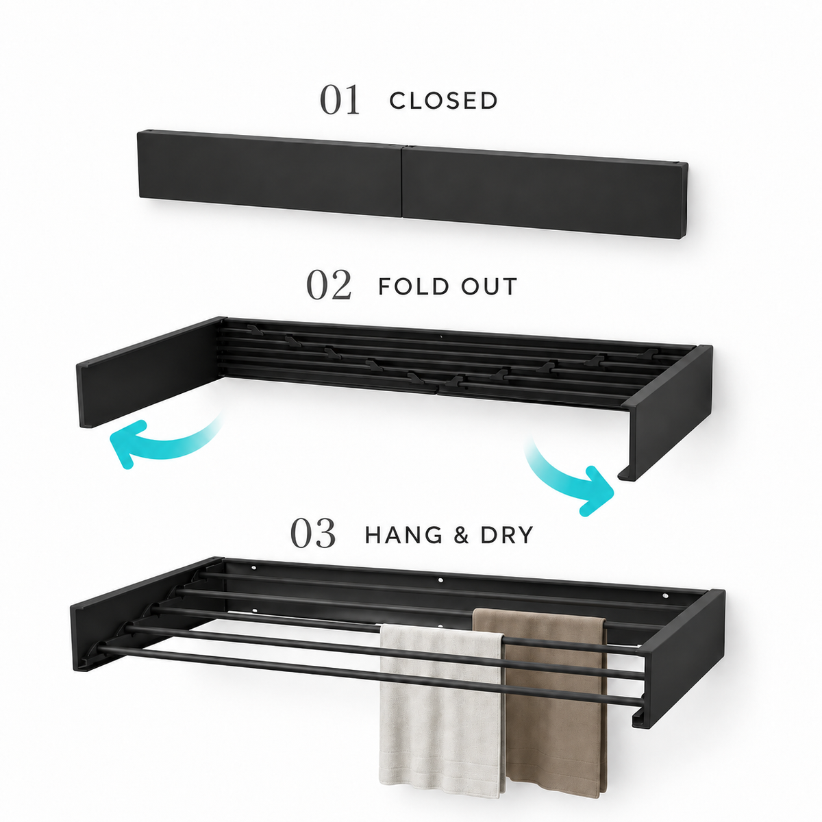 Nuvora House™ Foldable Wall-Mounted Drying Rack — 80 cm