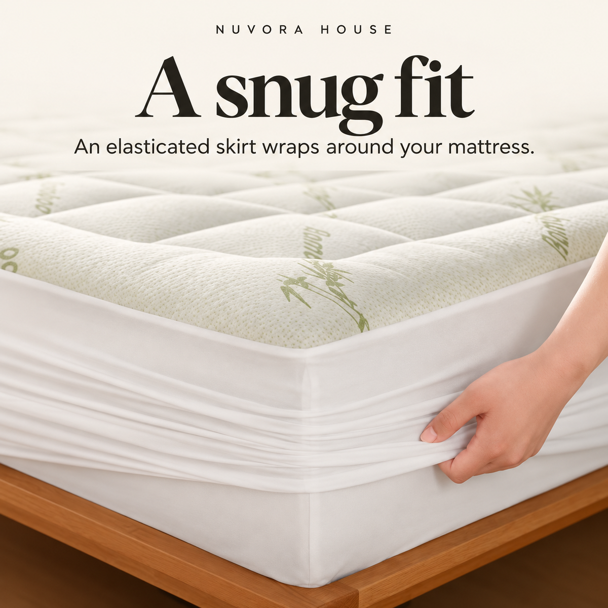 Nuvora House elasticated fitted skirt around the mattress